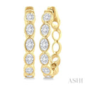Oval Shape Bezel Set Diamond Fashion Hoop Earrings
