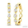 Pear Shape Bezel Set Diamond Fashion Hoop Earrings