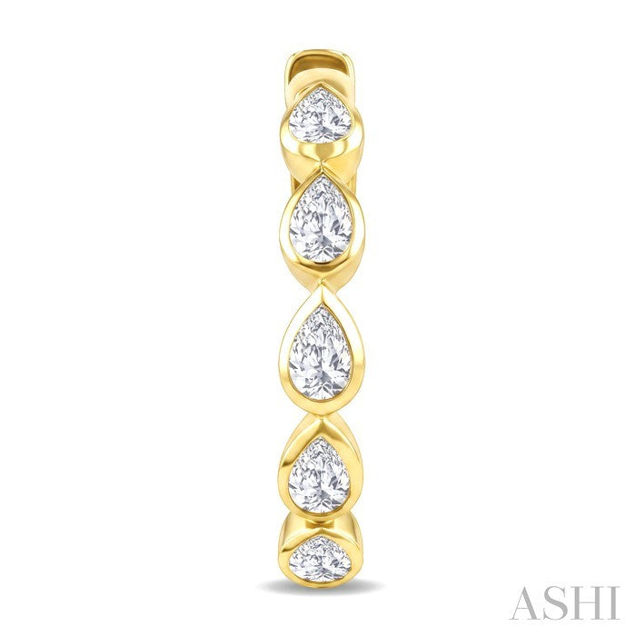 Pear Shape Bezel Set Diamond Fashion Hoop Earrings