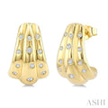 Mosaic Diamond Dome Half Hoop Earrings