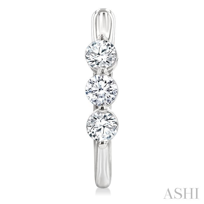 3 Stone Diamond Hoop Earrings