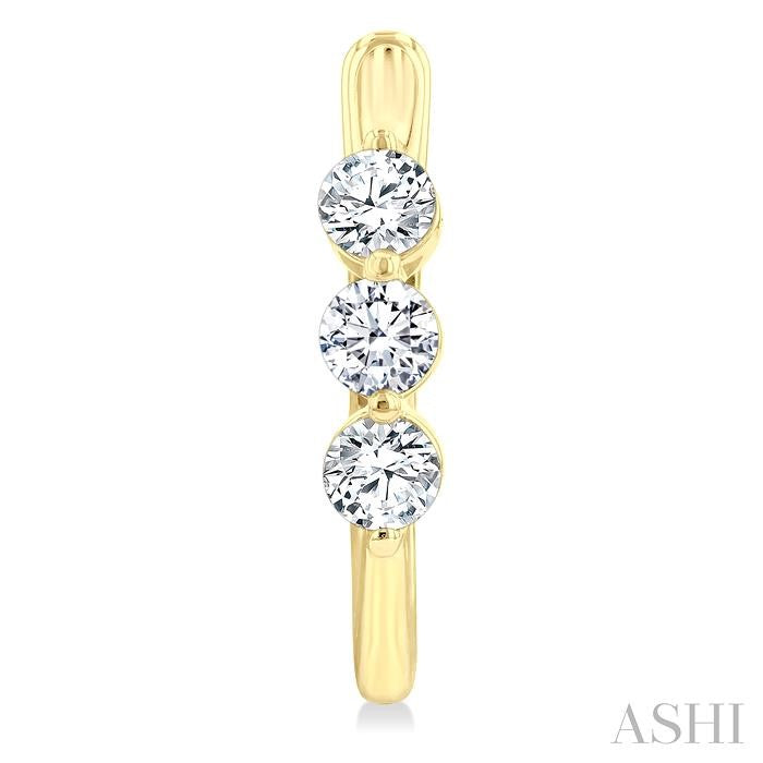 3 Stone Diamond Hoop Earrings