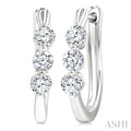 3 Stone Diamond Hoop Earrings
