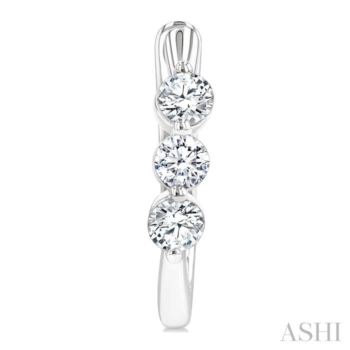 3 Stone Diamond Hoop Earrings