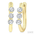 3 Stone Diamond Hoop Earrings