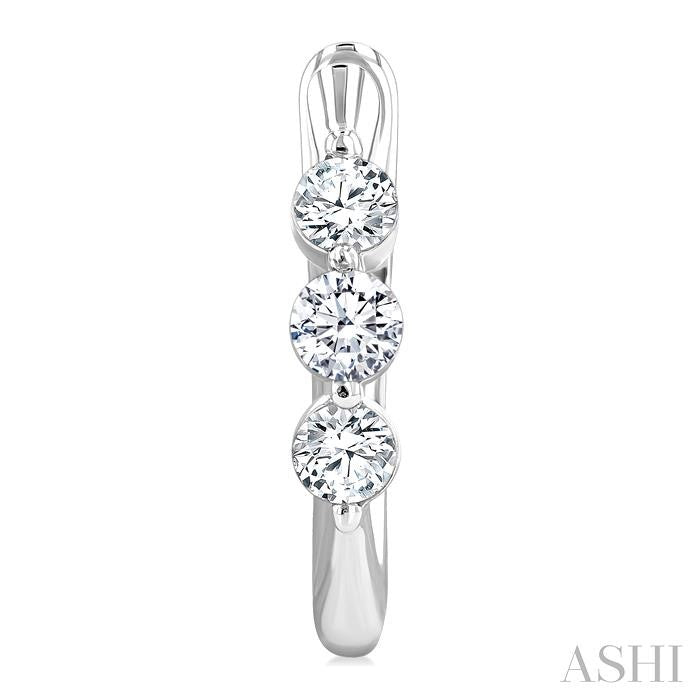 3 Stone Diamond Hoop Earrings