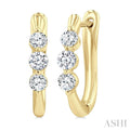 3 Stone Diamond Hoop Earrings