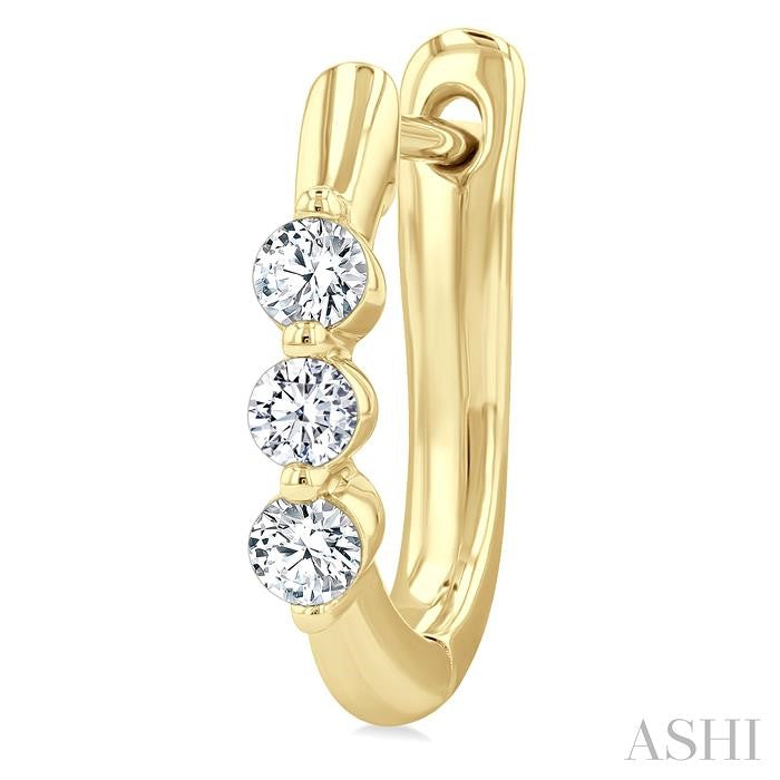 3 Stone Diamond Hoop Earrings
