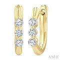3 Stone Diamond Hoop Earrings
