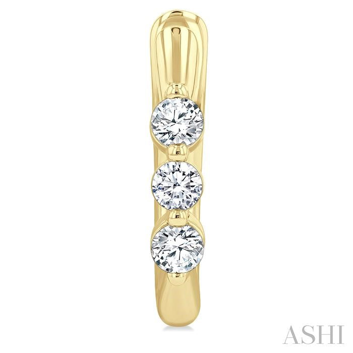 3 Stone Diamond Hoop Earrings