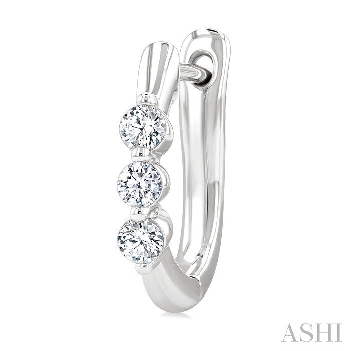 3 Stone Diamond Hoop Earrings