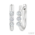 3 Stone Diamond Hoop Earrings