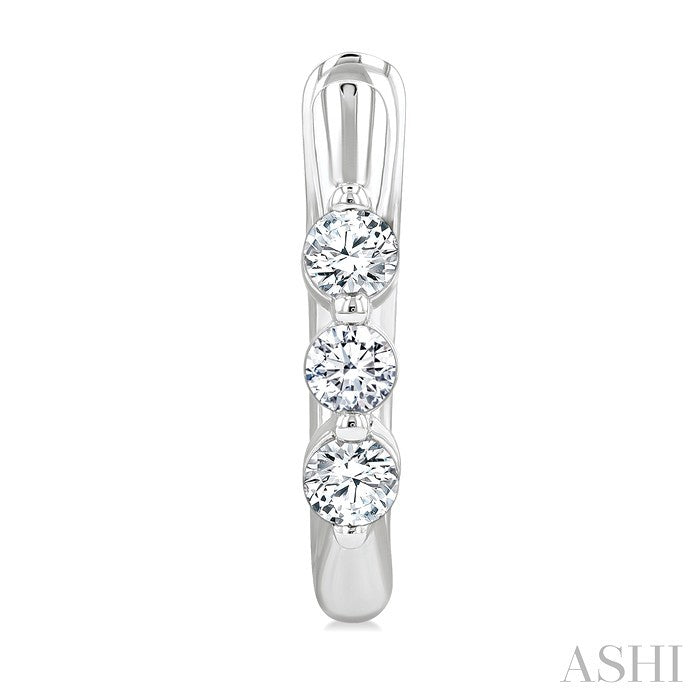 3 Stone Diamond Hoop Earrings