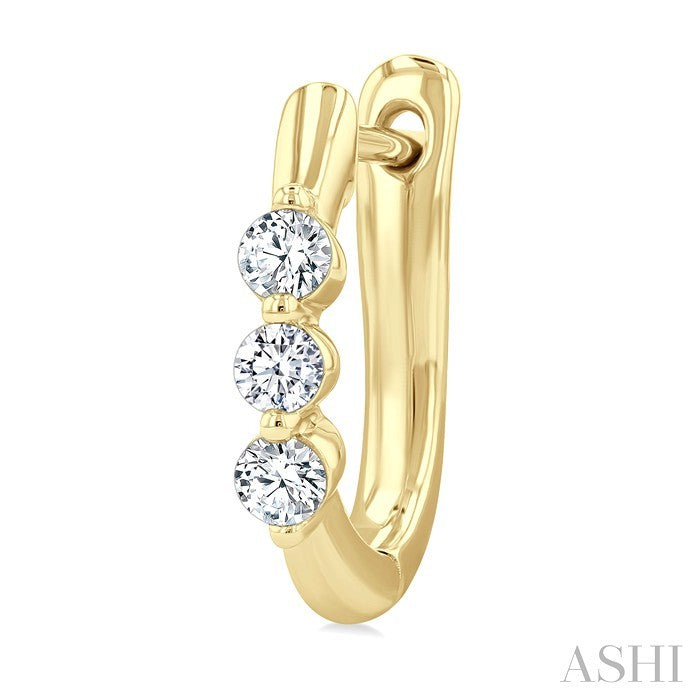 3 Stone Diamond Hoop Earrings