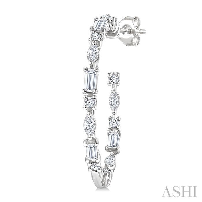 Mixed Shape Diamond Fashion Hoop Earrings