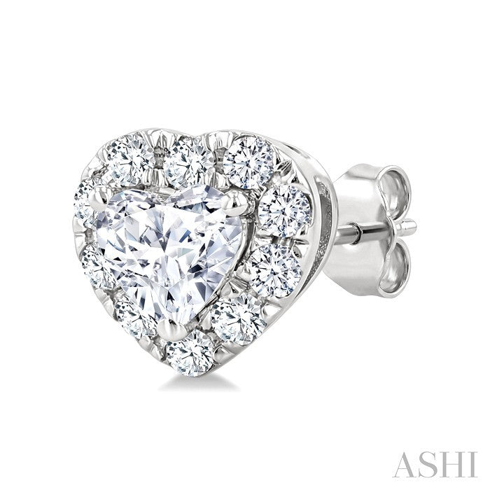 Heart Shape Halo Diamond Fashion Earrings