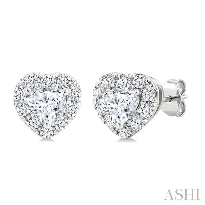 Heart Shape Halo Diamond Fashion Earrings