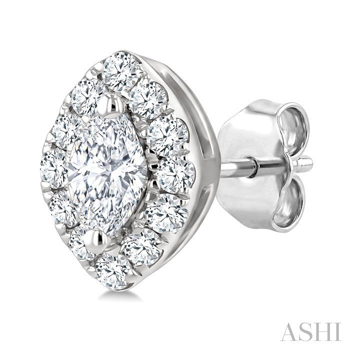 Marquise Shape Halo Diamond Fashion Earrings