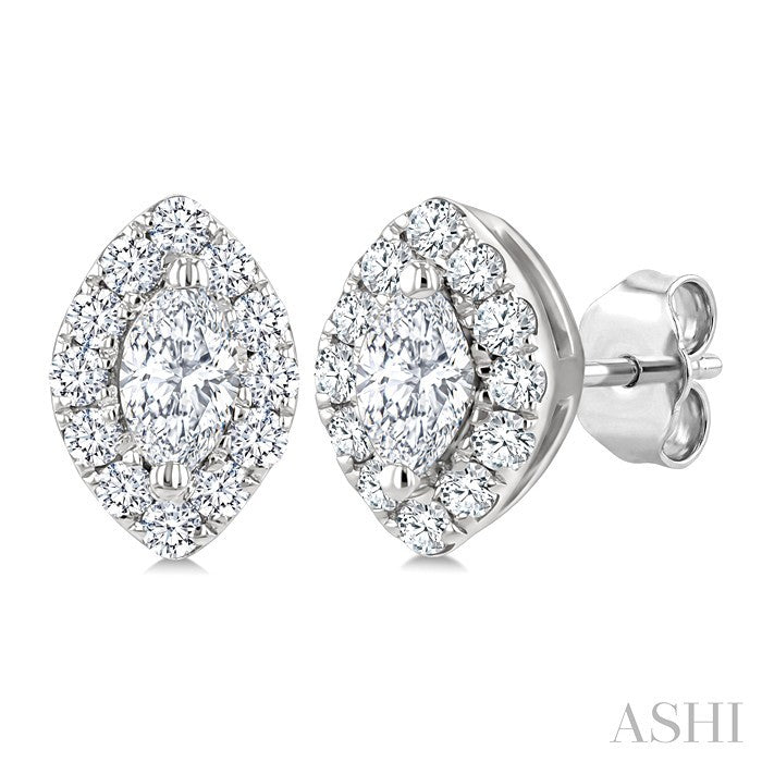 Marquise Shape Halo Diamond Fashion Earrings