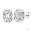 Emerald Shape Halo Diamond Fashion Earrings