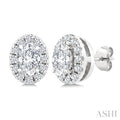 Oval Shape Halo Diamond Fashion Earrings