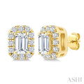 Emerald Shape Halo Diamond Fashion Earrings