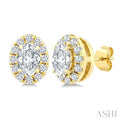 Oval Shape Halo Diamond Fashion Earrings