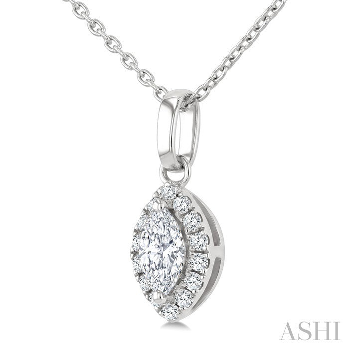Marquise Shape Halo Diamond Fashion Pendant