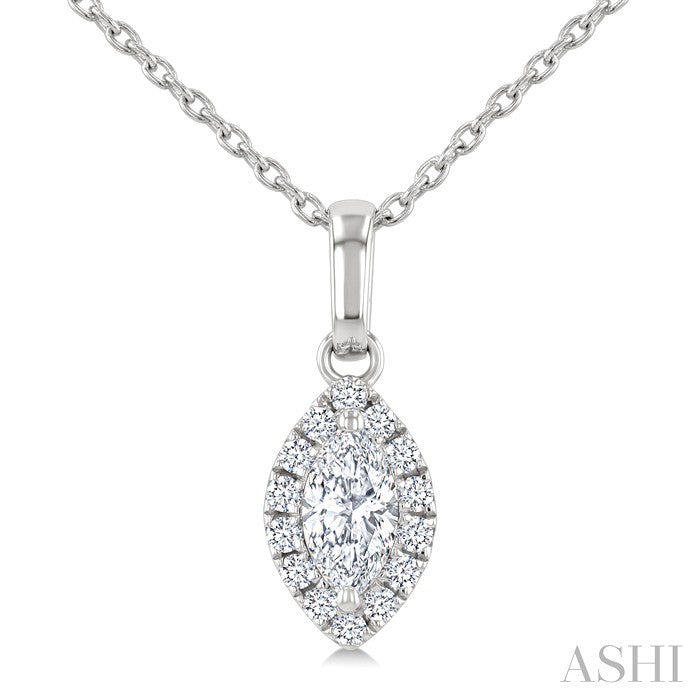 Marquise Shape Halo Diamond Fashion Pendant