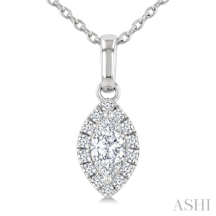 Marquise Shape Halo Diamond Fashion Pendant