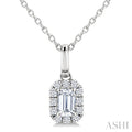 Emerald Shape Halo Diamond Fashion Pendant