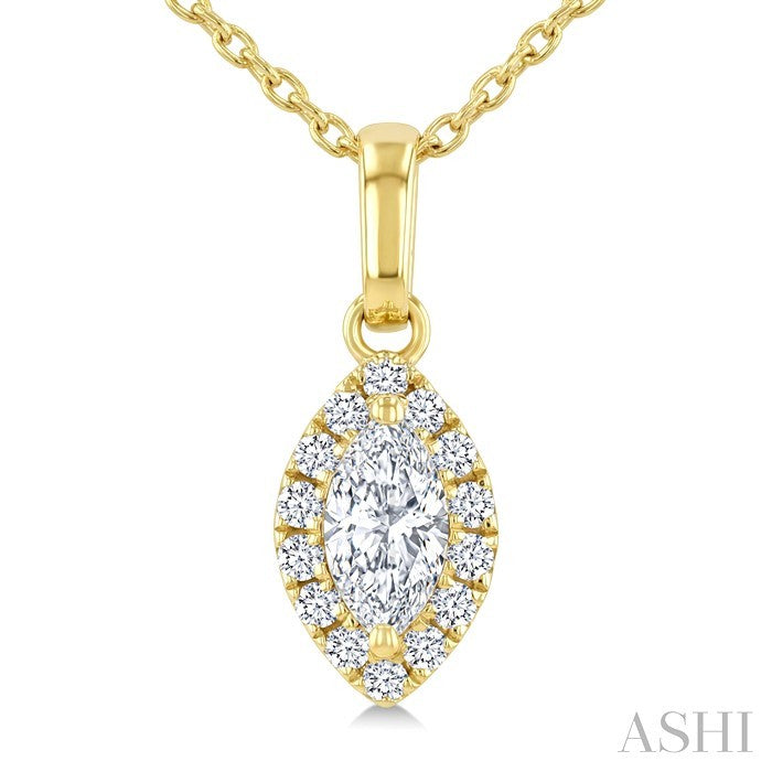 Marquise Shape Halo Diamond Fashion Pendant