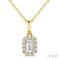 Emerald Shape Halo Diamond Fashion Pendant
