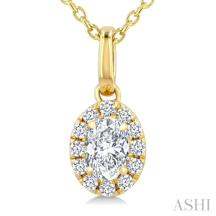 Oval Shape Halo Diamond Fashion Pendant