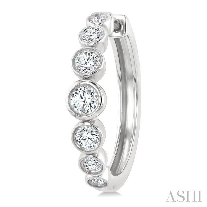 Graduated Bezel Set Diamond Fashion Hoop Earrings
