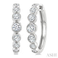 Graduated Bezel Set Diamond Fashion Hoop Earrings