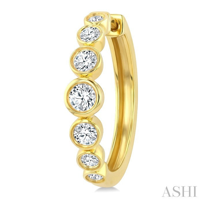 Graduated Bezel Set Diamond Fashion Hoop Earrings