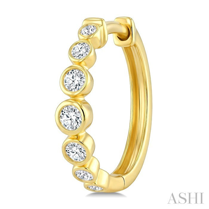 Graduated Bezel Set Diamond Fashion Hoop Earrings