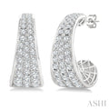 Pave Set Diamond Fashion Half Hoop Earrings