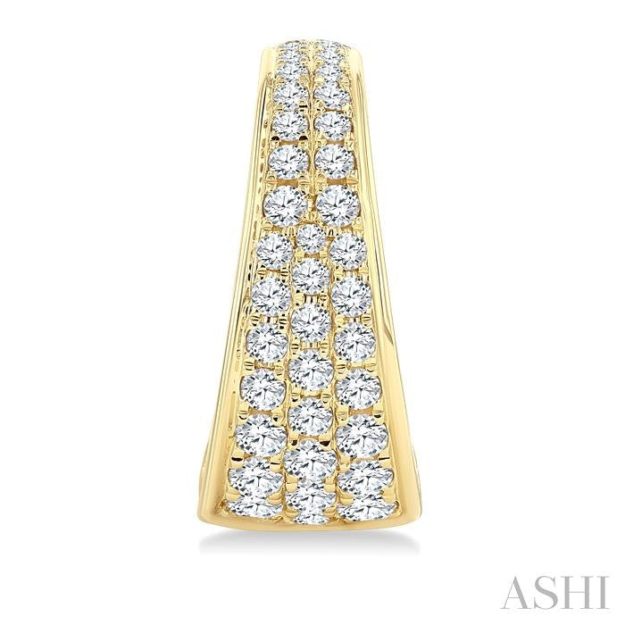 Pave Set Diamond Fashion Half Hoop Earrings