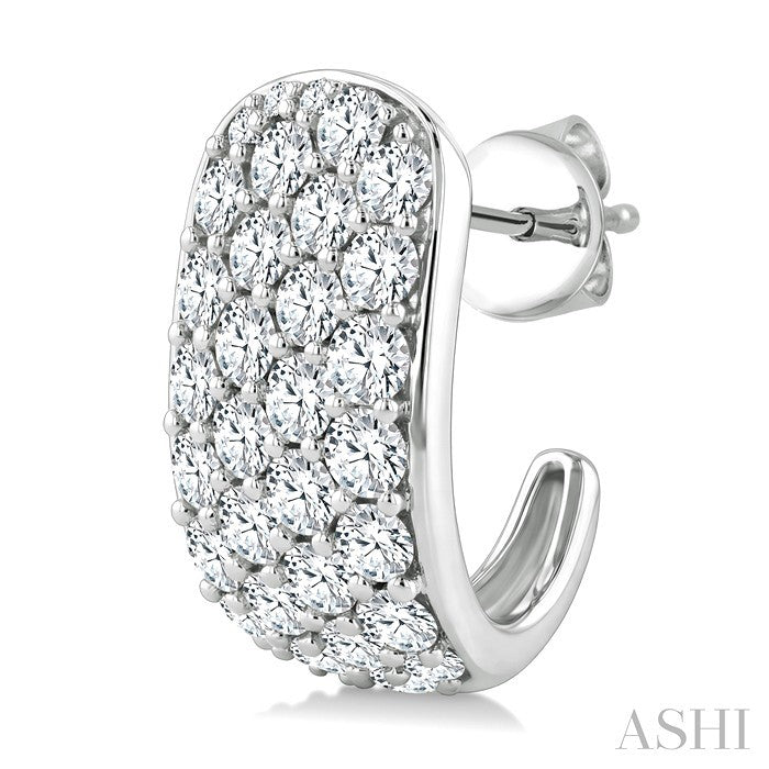 4 Row Diamond Fashion Pave Half Hoop Earrings