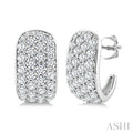 4 Row Diamond Fashion Pave Half Hoop Earrings