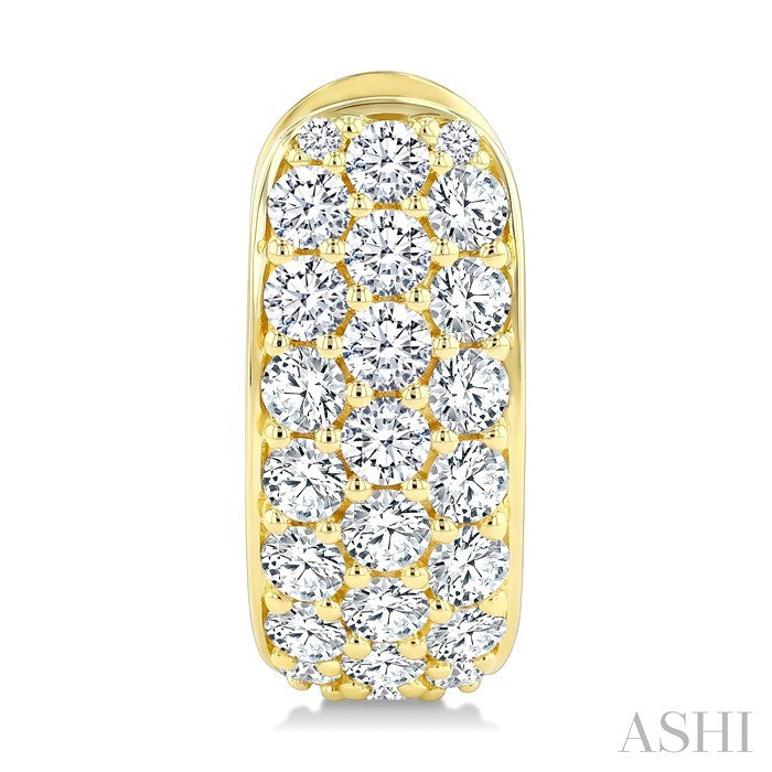 3 Row Diamond Fashion Pave Half Hoop Earrings