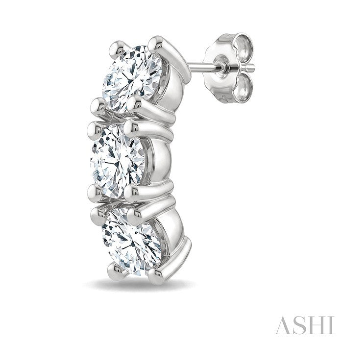 3 Stone Diamond Fashion Earrings