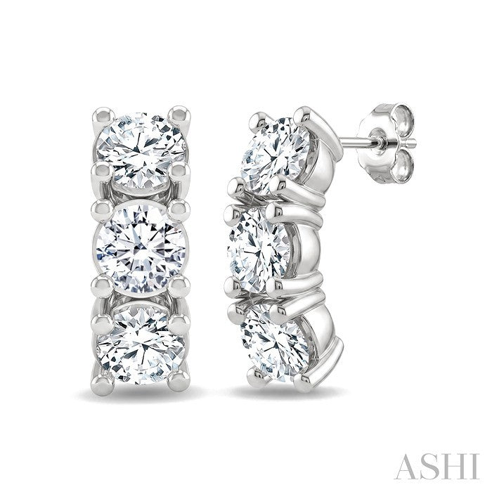 3 Stone Diamond Fashion Earrings