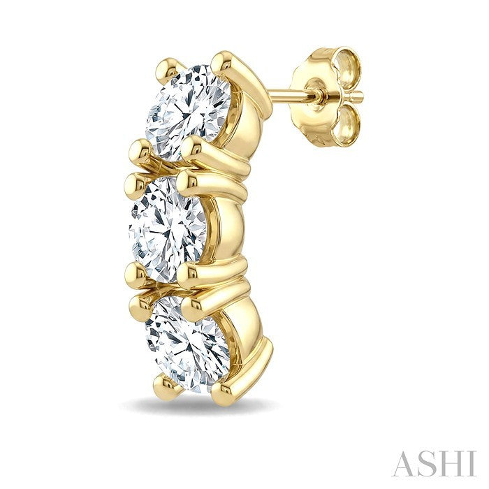 3 Stone Diamond Fashion Earrings