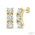 3 Stone Diamond Fashion Earrings