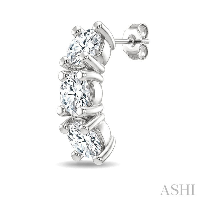 3 Stone Diamond Fashion Earrings