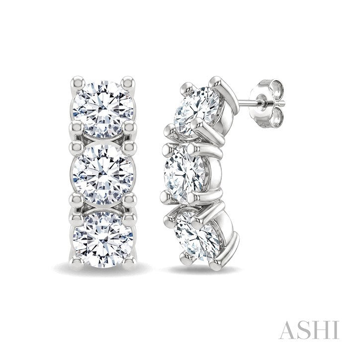 3 Stone Diamond Fashion Earrings