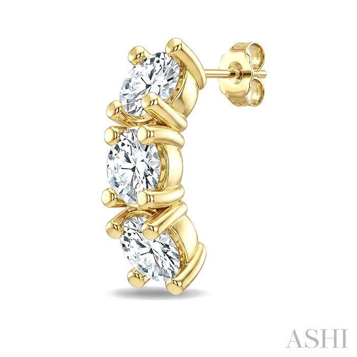 3 Stone Diamond Fashion Earrings